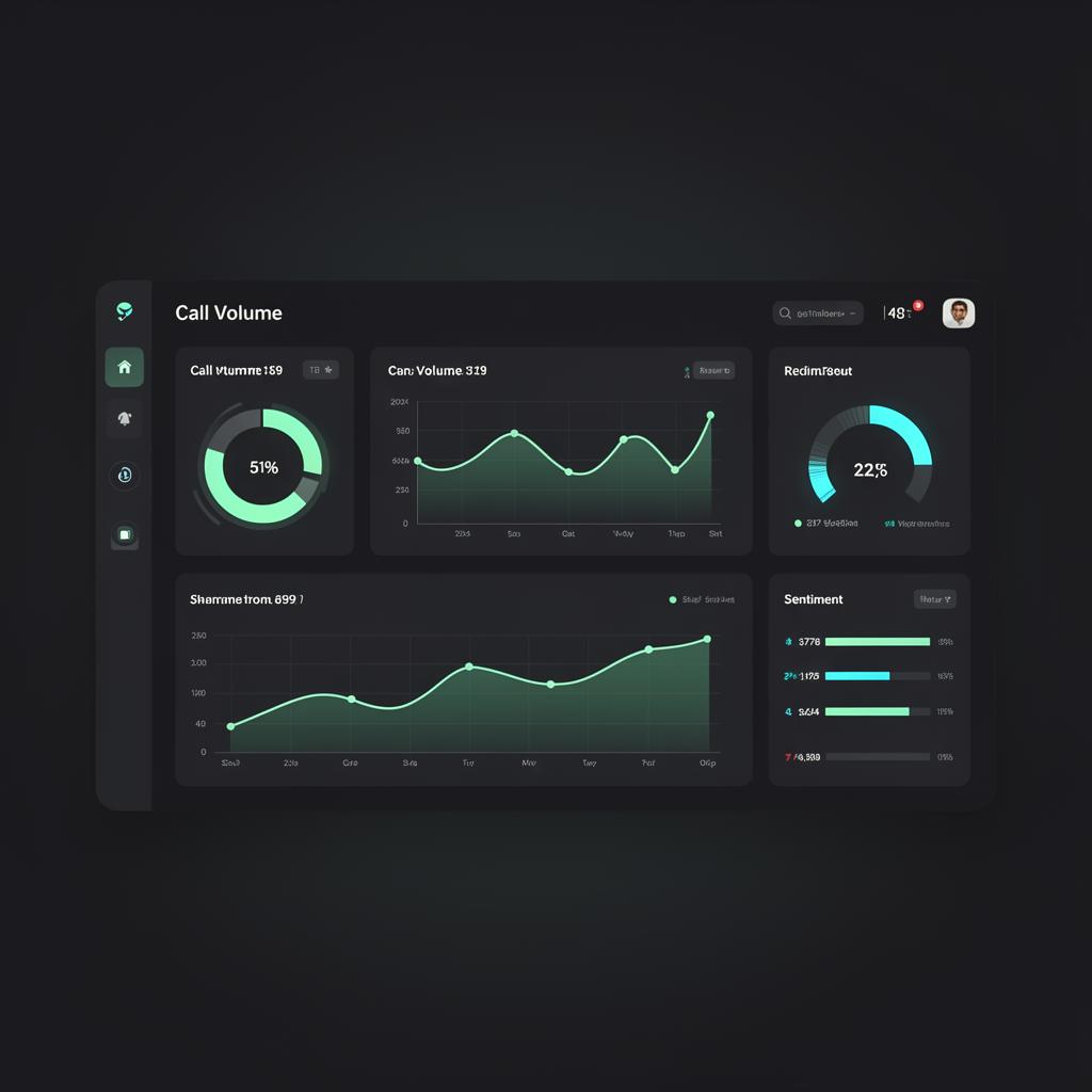 Analytics dashboard showing call volume and sentiment